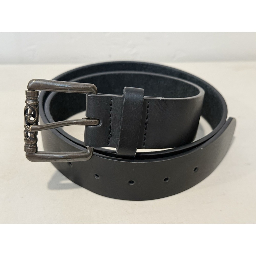 Mens Black‎ Belt Ornate Buckle Size L 40'Long Casual Western Fashion Style 33547